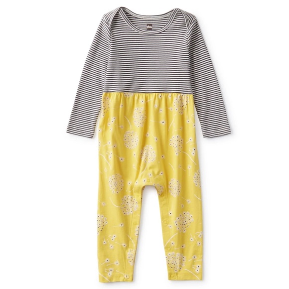 Tea Collection Other - NEW Tea Collection Print Mix Baby Romper Tossed Dandelions Size 9-12 Months NWT